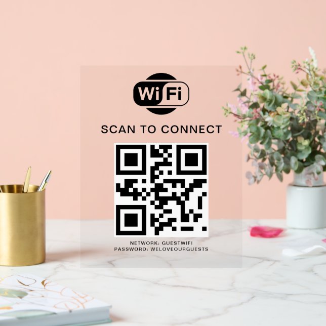 Wifi Password | QR Code Scan to Connect Acrylic Sign (Wedding)