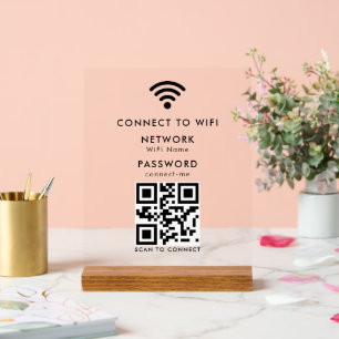 Wifi Password   QR Code Scan to Connect  Acrylic Sign