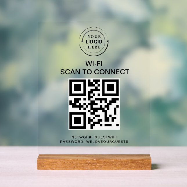 Wifi Password | QR Code Scan to Connect  Acrylic Sign (Neutral)