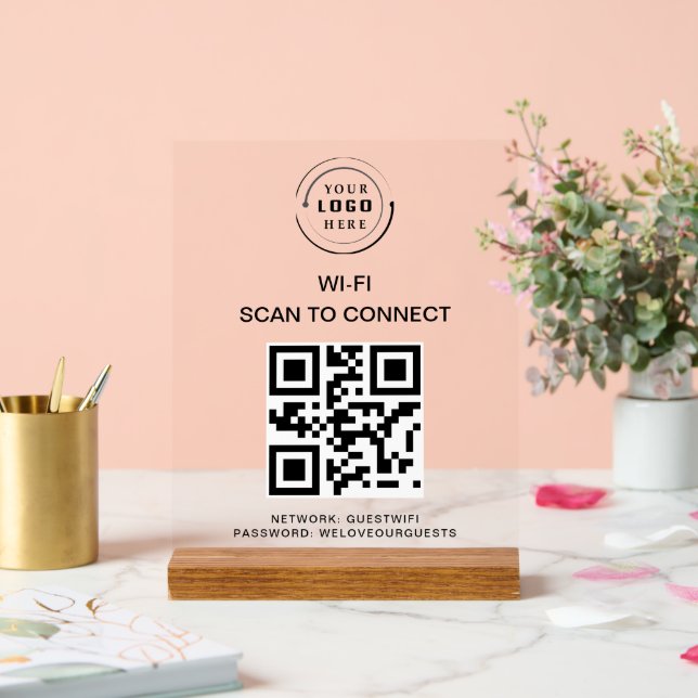 Wifi Password | QR Code Scan to Connect  Acrylic Sign (Wedding)