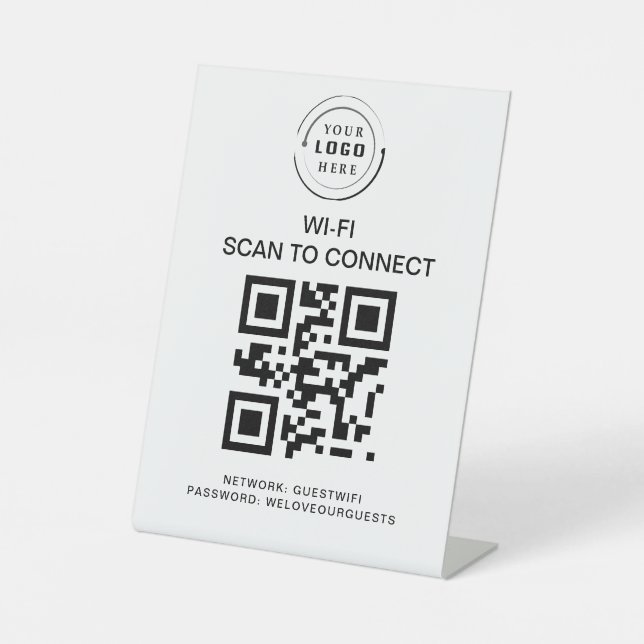 Wifi Password | QR Code Scan to Connect  Pedestal Sign (Front)