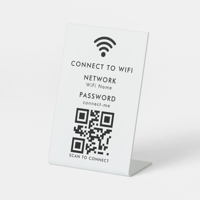 Wifi Password | QR Code Scan to Connect  Pedestal Sign (Front)