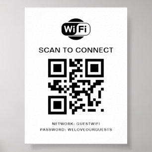 Wifi Password QR Code Scan to Connect Poster