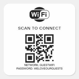 Wifi Password   QR Code Scan to Connect Square Sticker