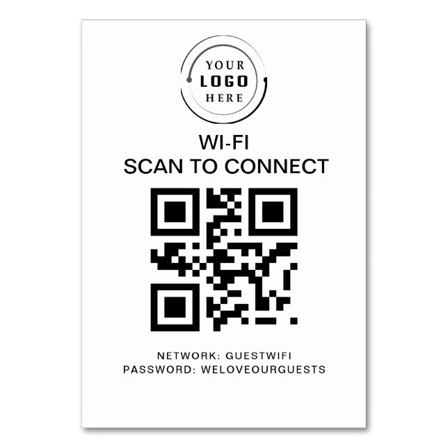 Wifi Password | QR Code Scan to Connect  Table Number (Front)