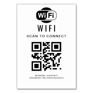 Wifi Password   QR Code Scan to Connect Table Number