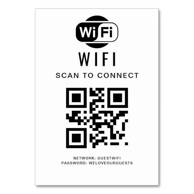 Wifi Password | QR Code Scan to Connect Table Number (Front)