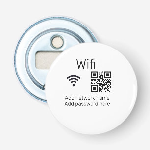 Wifi password sign add Q R code here details here Bottle Opener