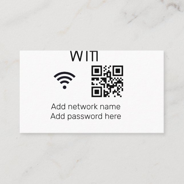 Wifi password sign add Q R code here details here  Business Card (Front)