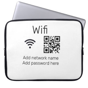 Wifi password sign add Q R code here details here Laptop Sleeve