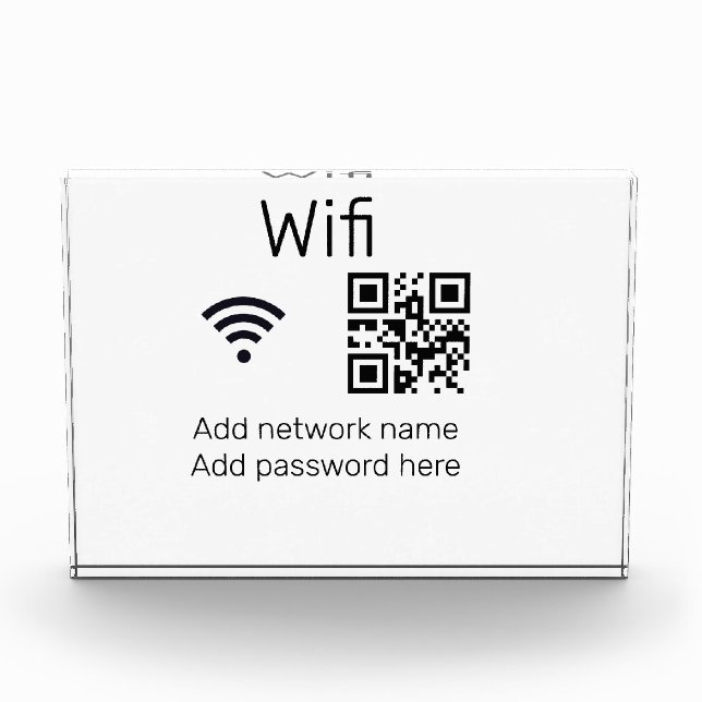 Wifi password sign add Q R code here details here  Photo Block (Front)