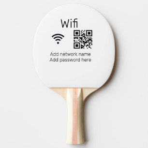 Wifi password sign add Q R code here details here  Ping Pong Paddle