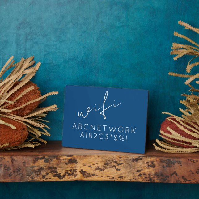 Wifi Password Sign Blue Plaque (Side)