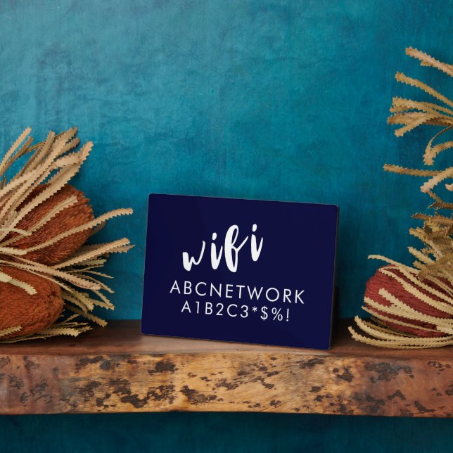 Wifi Password Sign Navy Blue Plaque (Side)