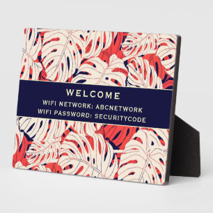 Wifi Password Sign   Tropical Palm Leaves Plaque