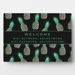 Wifi Password Sign   Tropical Pineapples Plaque