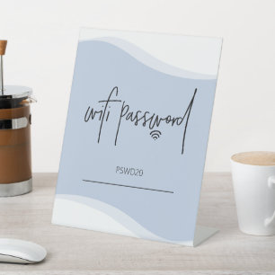 Wifi Password Table Top Sign - Blue
