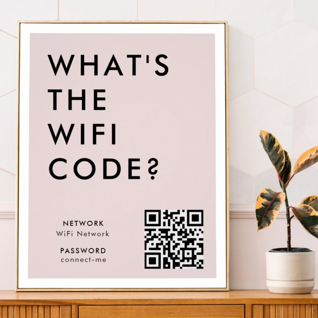 Wifi Password | What's the WiFi Code? QR Code Pink Poster (Creator Uploaded)