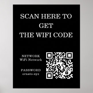  WiFi QR Code Black Poster – Scan for Access
