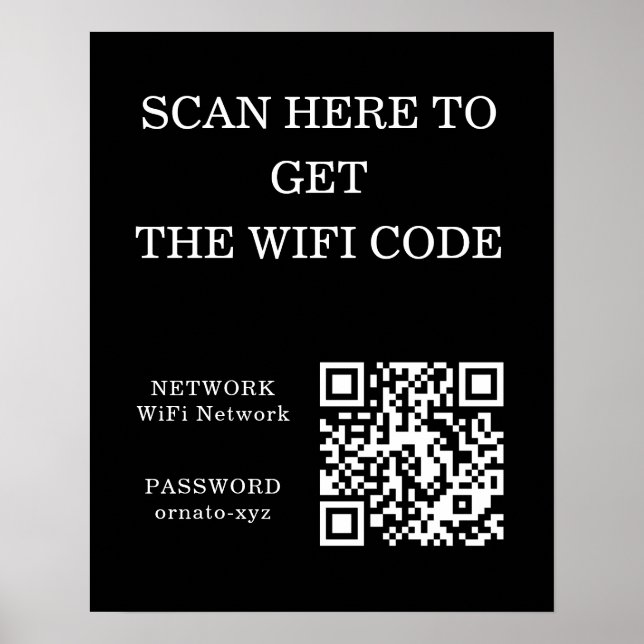  WiFi QR Code Black Poster – Scan for Access (Front)