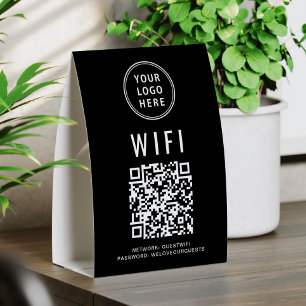 Wifi QR Code Business Logo Black