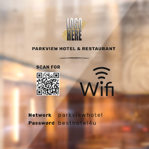 Wifi  QR Code Business Logo Window Cling