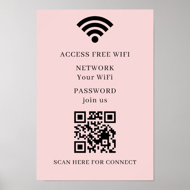 WiFi QR Code Connect Network Poster Print (Front)