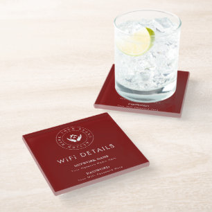 WiFi QR Code Display for Business & Hotels Glass Coaster