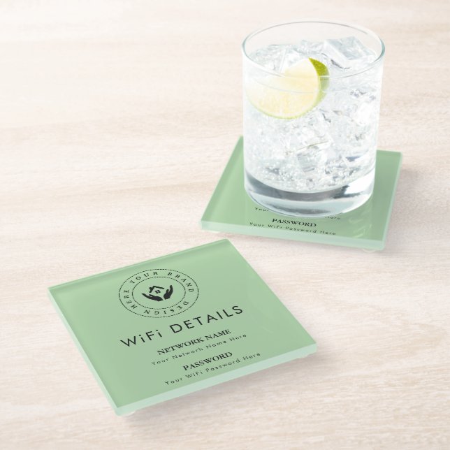 WiFi QR Code Display for Business & Hotels Glass Coaster (Angled)
