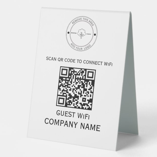 Wifi QR Code Password and Network Name White (Front)