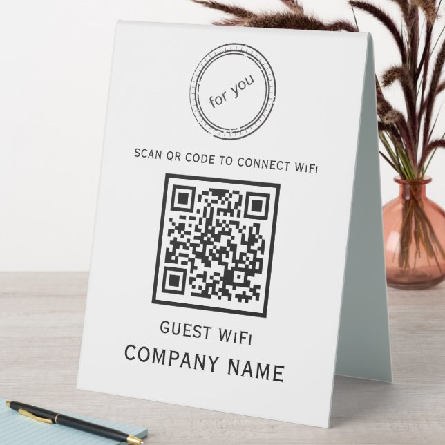 Wifi QR Code Password and Network Name White (In SItu (Table))