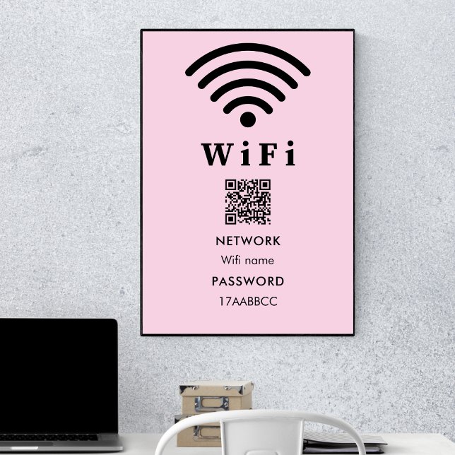 Wifi QR Code Password | Scan To Connect Pink Poster (Creator Uploaded)