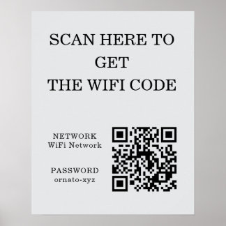 WiFi QR Code Poster Grey – Scan for Access