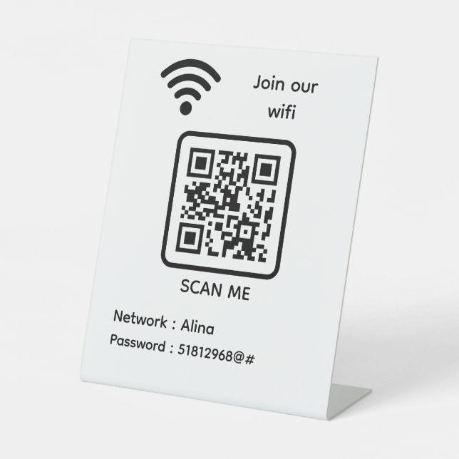 WiFi QR Code Scan Me Join Our Wifi Password Pedestal Sign (Front)
