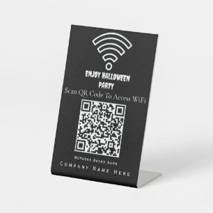 Wifi QR Code Scan To Connect Black Pedestal Sign