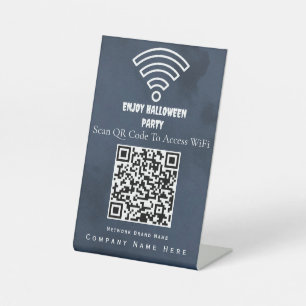 Wifi QR Code Scan To Connect Blue Dark Shado Pedestal Sign