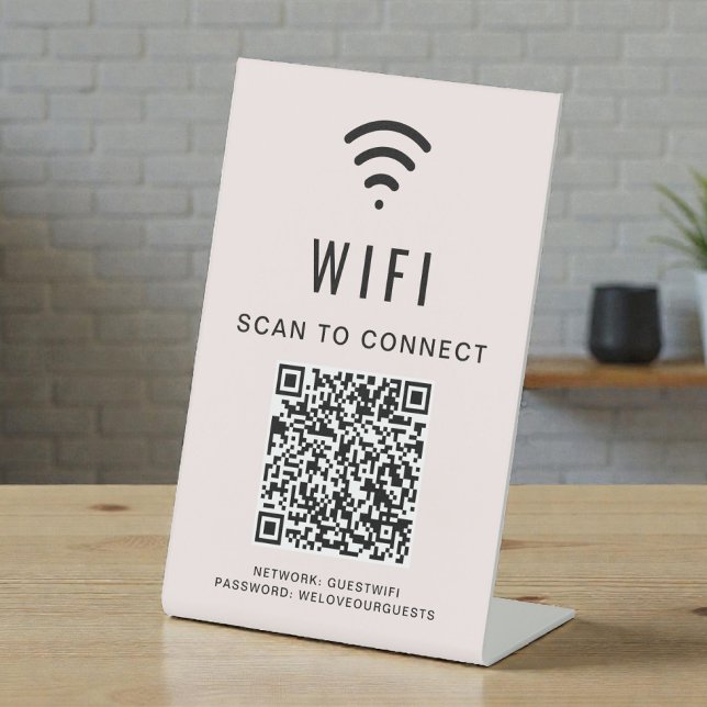 Wifi QR Code Scan To Connect Pink Pedestal Sign (Wifi QR Code Scan To Connect Pink Pedestal Sign)