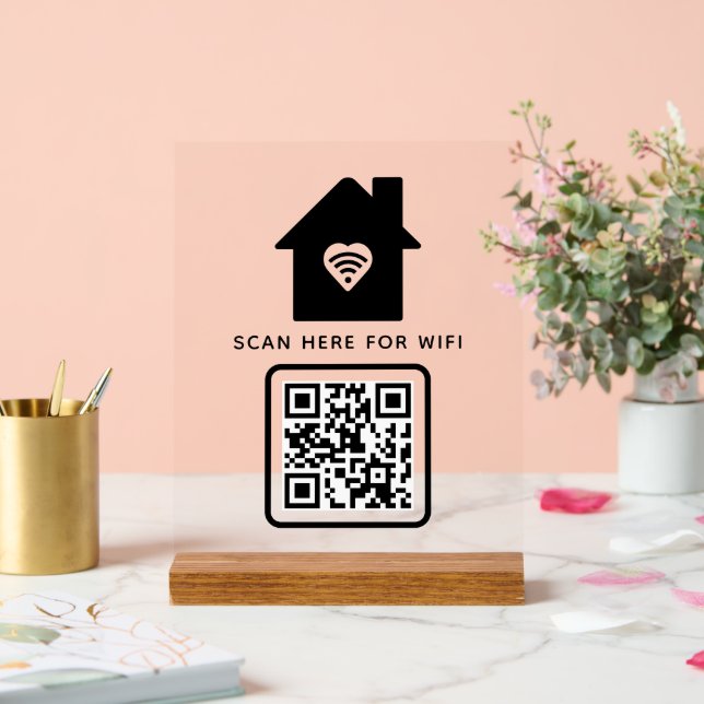Wifi QR Code Scan to Connect Self Adhesive Acrylic Sign (Wedding)