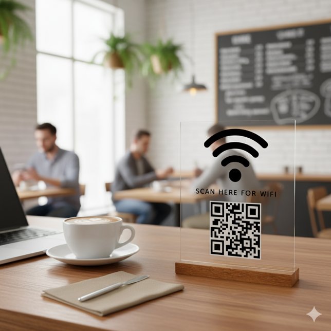 Wifi QR Code Scan to Connect Self Adhesive  Acrylic Sign (Creator Uploaded)