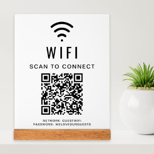 Wifi QR Code Scan To Connect White Acrylic Sign