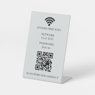 WiFi QR Code Tabletop Sign Scan to Connect