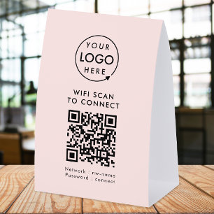 WiFi Table Tent Network QR Paper Tabletop Sign