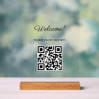 WIFI Welcome Acrylic Sign with QR Code