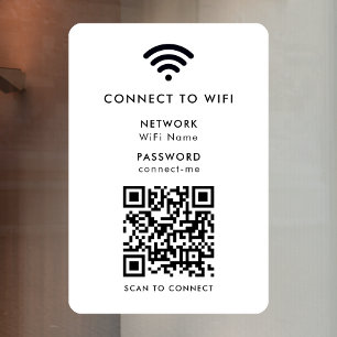 WiFi Window Cling   QR Connect Network Vinyl Decal