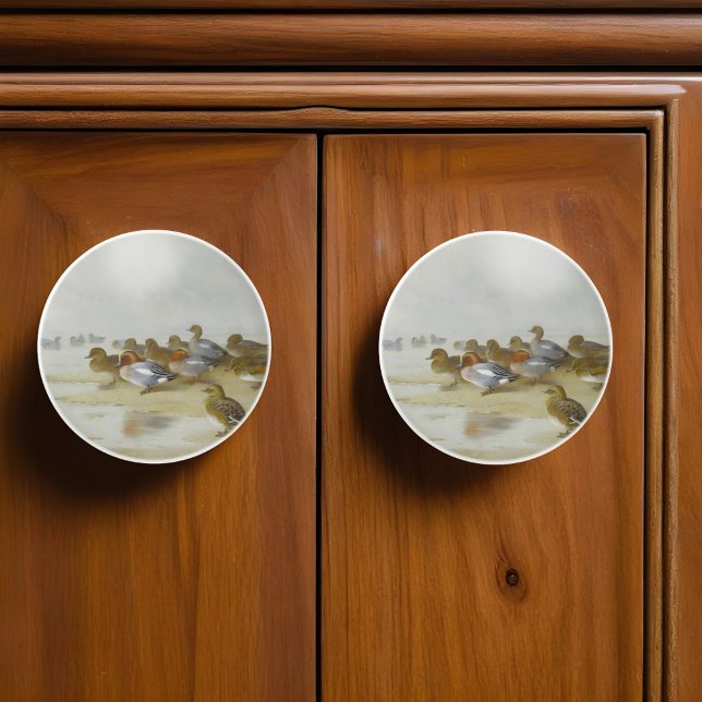 Wigeon and Teal by the water's edge, Art  Ceramic Knob (Creator Uploaded)