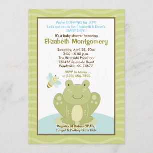 Wiggle Frog and Bug Baby Shower Invitation