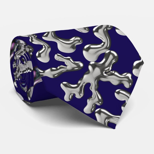 Wiggling letters pattern - WIGLET01🧬.DBlue BG Tie (Rolled)