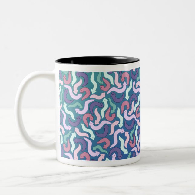 Wiggly Planaria Two-Tone Coffee Mug (Left)