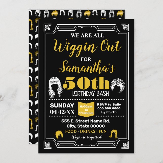 Wigs party Wiggin out birthday bash Invitation (Front/Back)