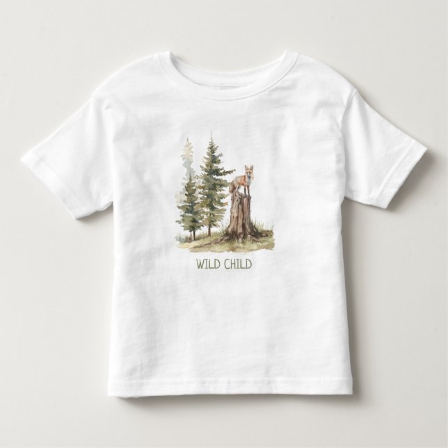 WiILD CHILD Forest Woodland Fox Baby Toddler T-Shirt (Front)